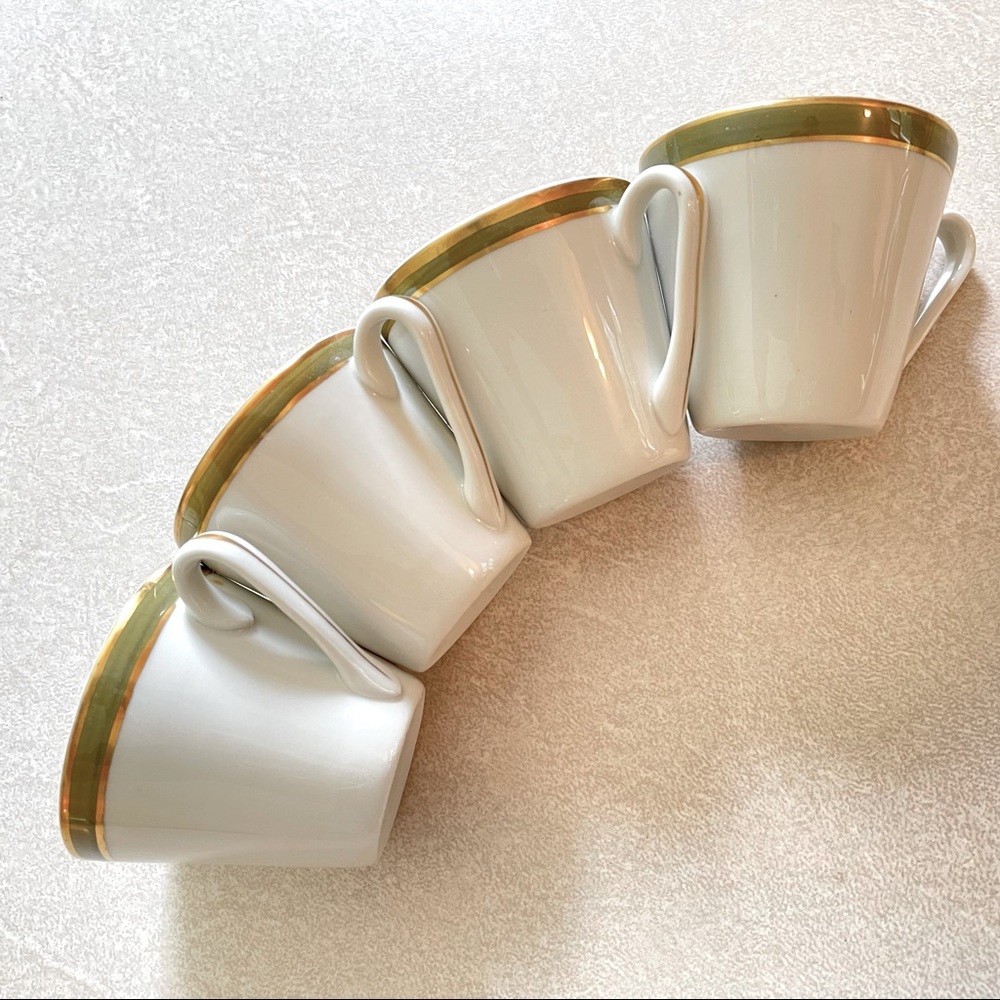 Set of 4 Antique Cups - Espresso gold leaf demitasse cups